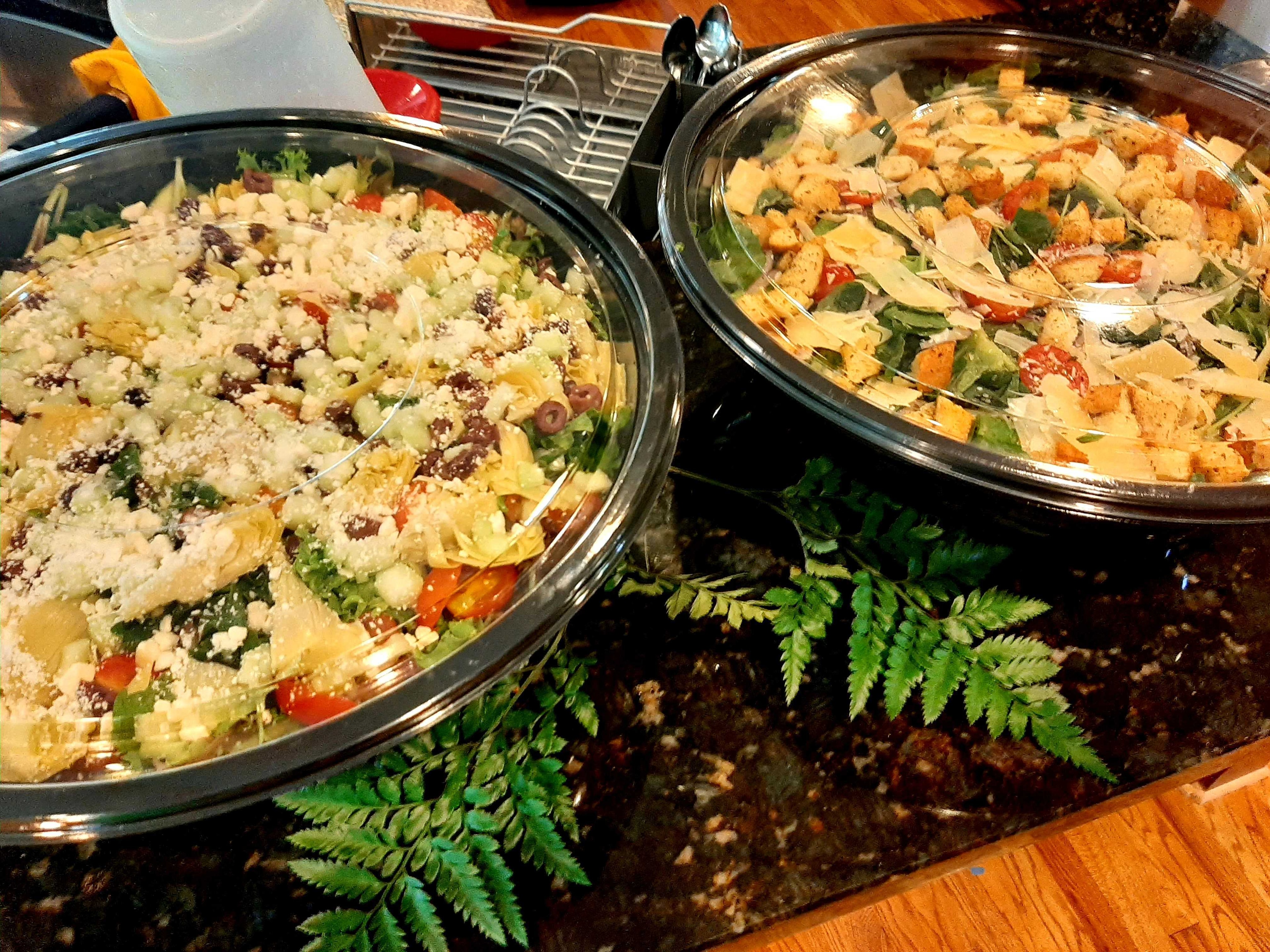 Greek and Caesar salads for production crew lunch