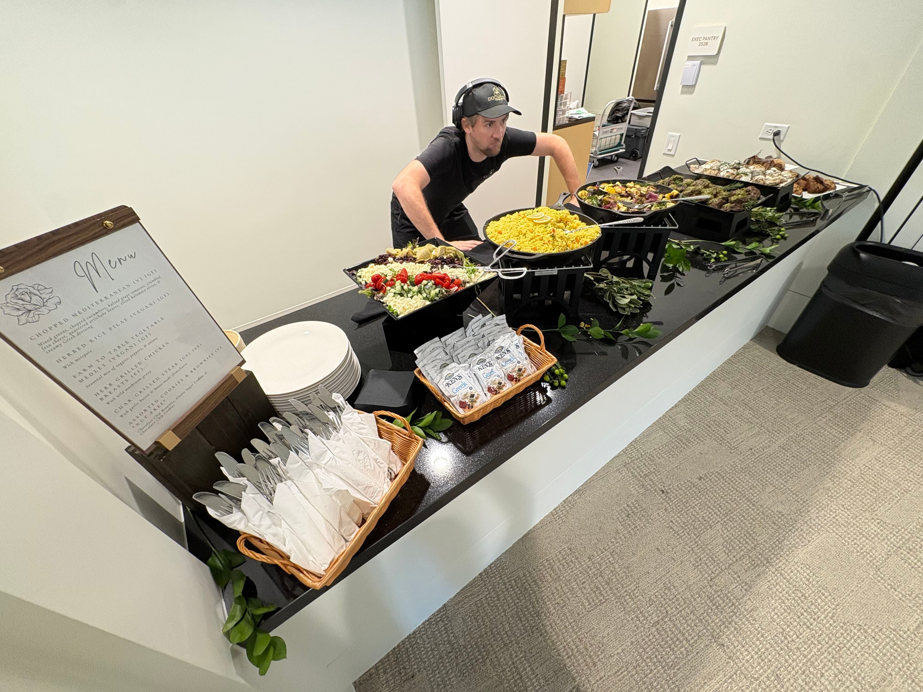 Mediterranean buffet prepared for a corporate event in Atlanta