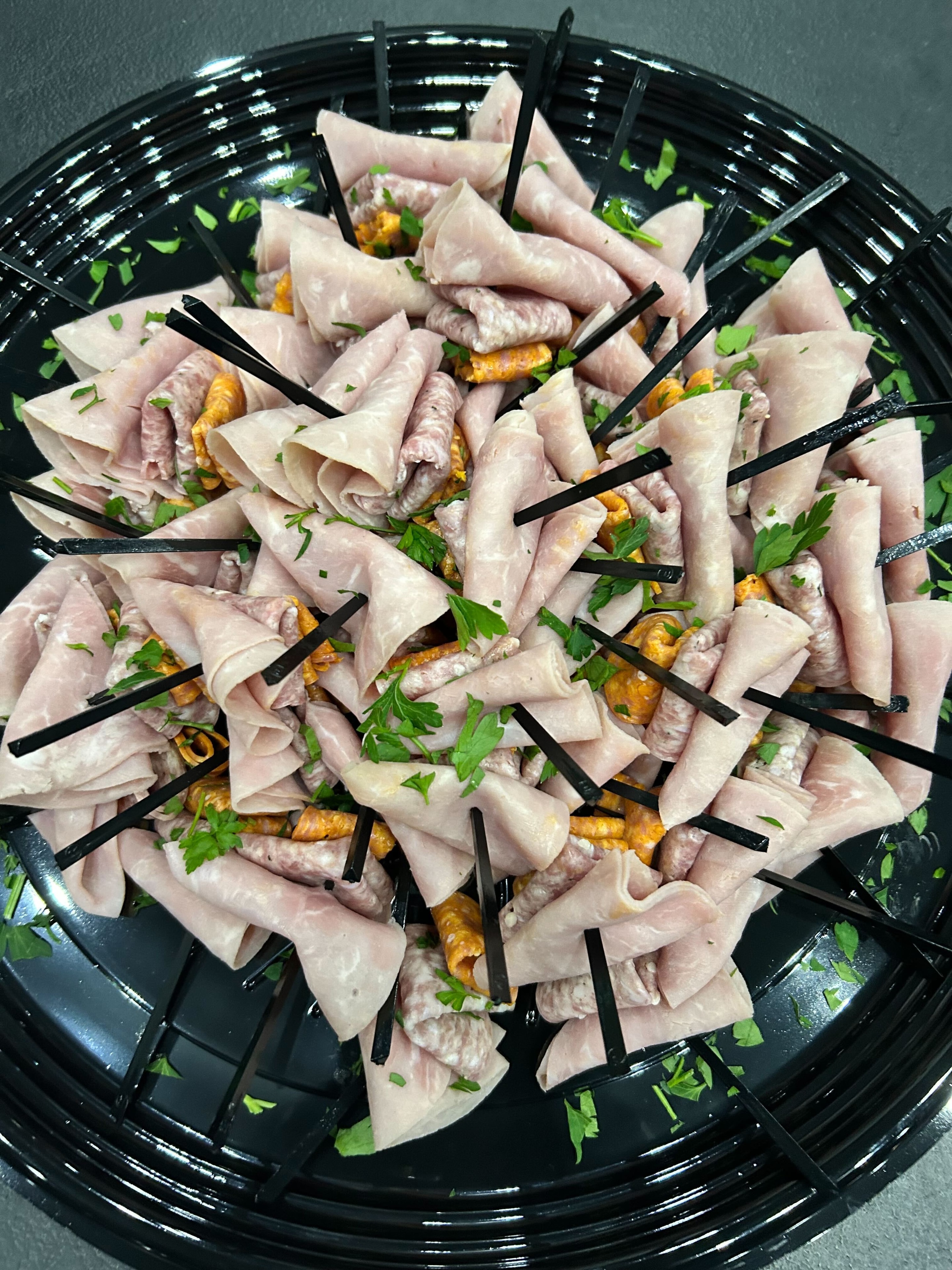 Gourmet appetizer rolls and dumplings for cast trailer service
