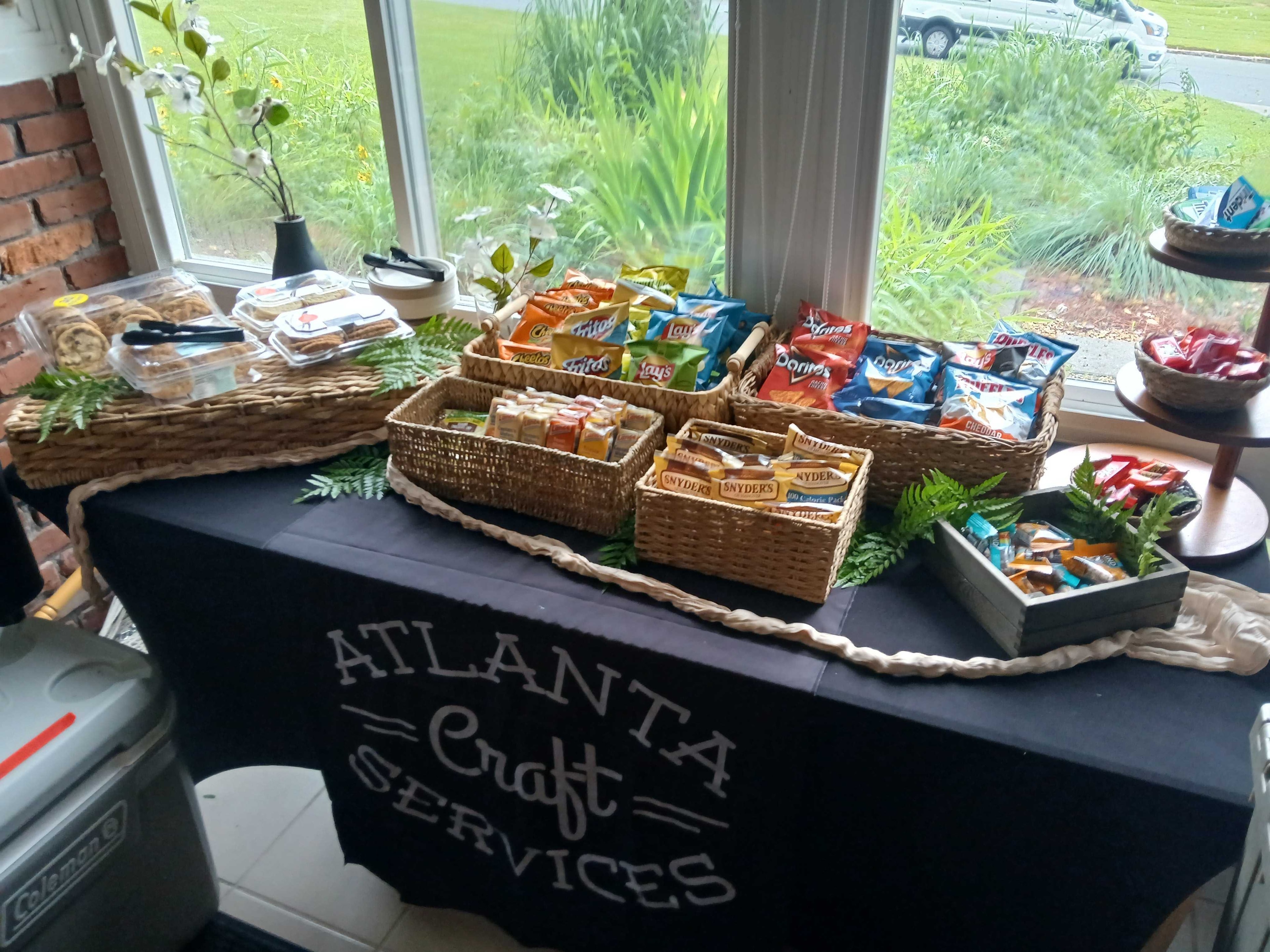 Atlanta Craft Services craft table setup on set