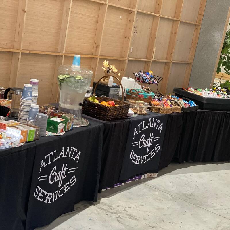 Atlanta Craft Services craft table setup on set