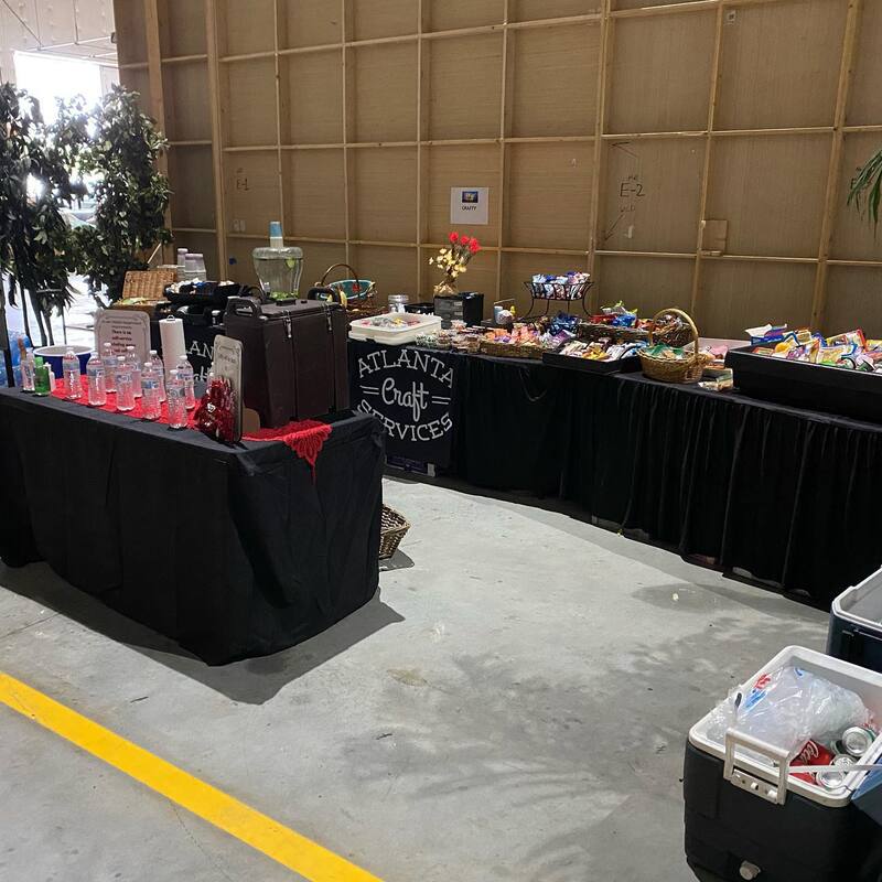 Atlanta Craft Services craft table setup on set
