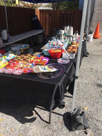 Craft service table on Atlanta television series production set