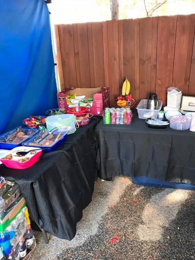 Craft service table on Atlanta television shoot October 2016